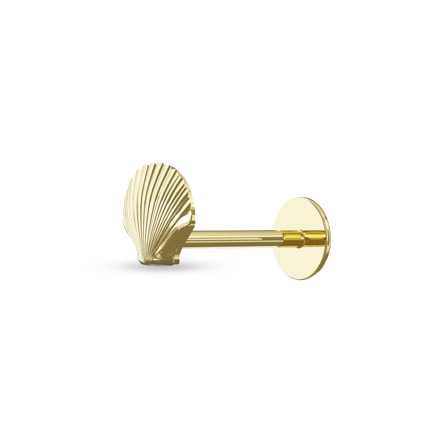 KOCHIA 14K Solid Gold Seashell Flat Back Stud