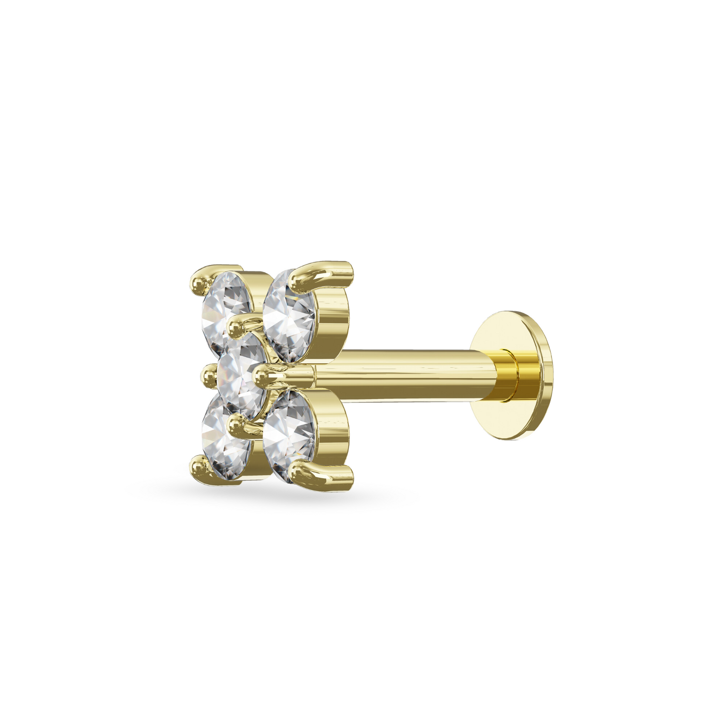 ILEX 14K Solid Gold 4 Petal Flower Flat Back Stud