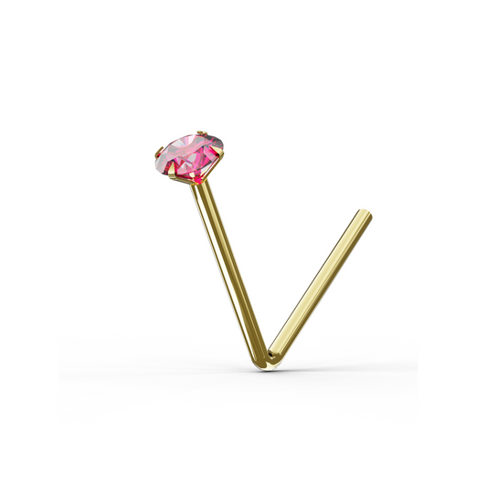 AZALEA 9K Gold Dainty Cubic Zirconia L-bend Stud