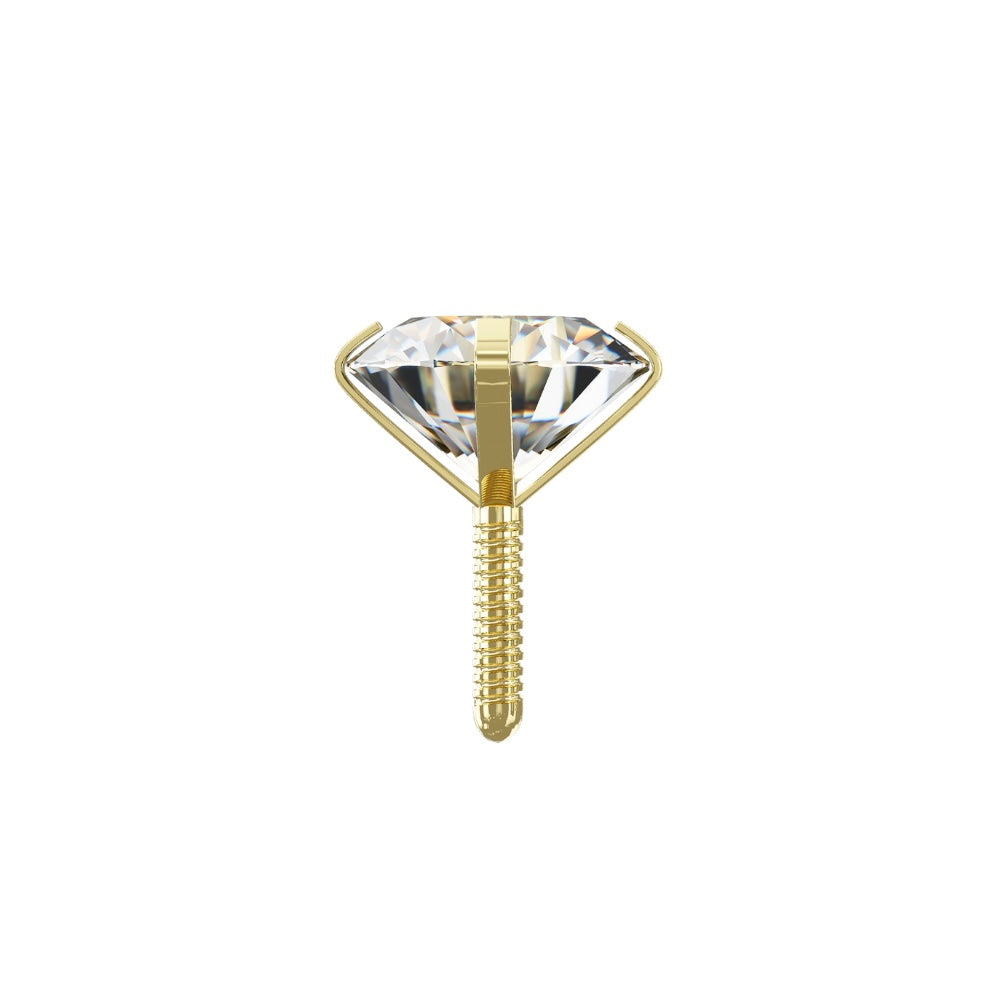 SHION 14K Solid Gold Cubic Zirconia Classic Flat Back Stud