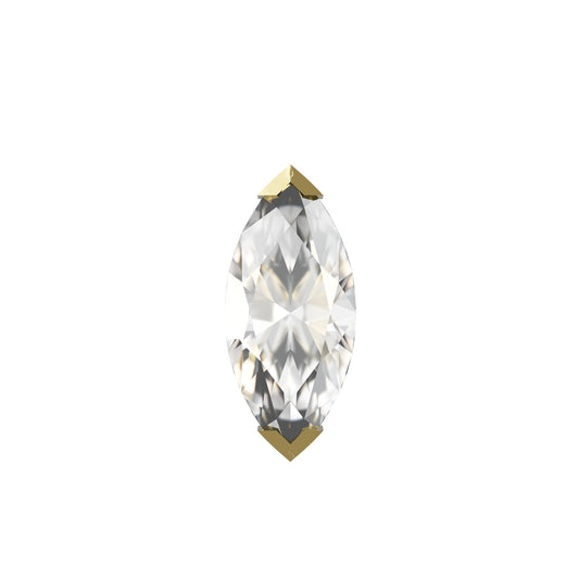 Arachis 14K Solid Gold Marquise Cut Cubic Zirconia Flat Back Stud