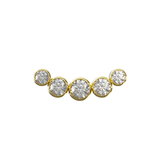 Citrus 14K Solid Gold Cubic Zirconia Bezel Set Flat Back Stud