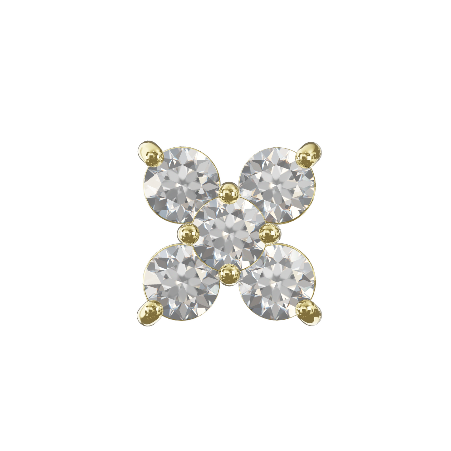 ILEX 14K Solid Gold 4 Petal Flower Flat Back Stud