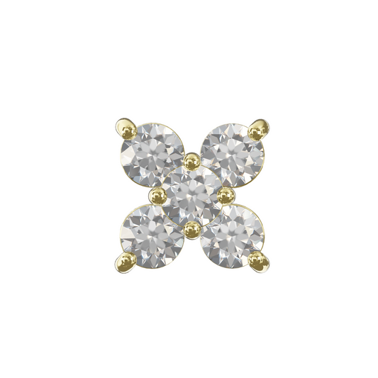 Ilex 14K Solid Gold 4 Petal Flower Flat Back Stud