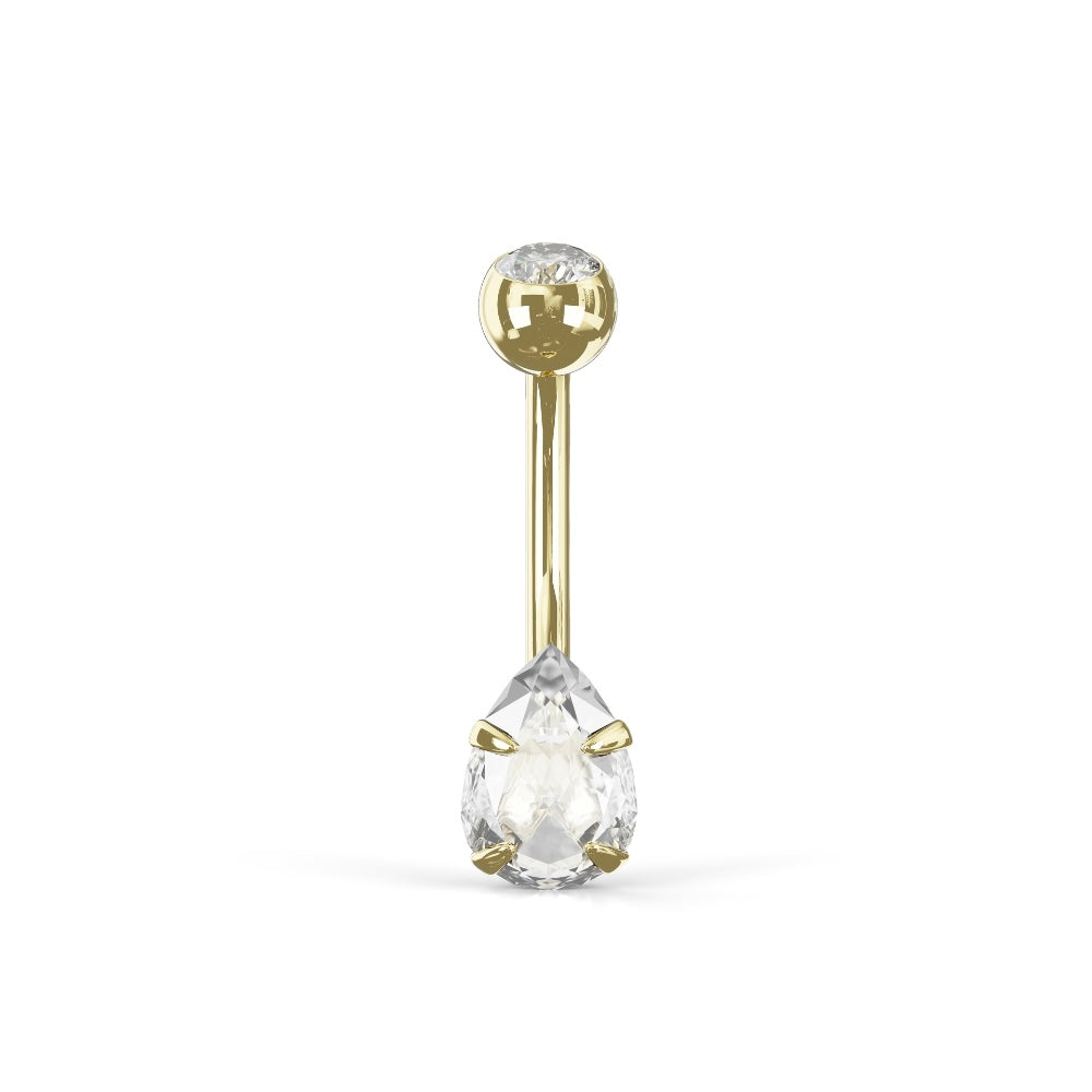 LANTANA 14K Solid Gold Pear Cut Cubic Zirconia Belly Ring