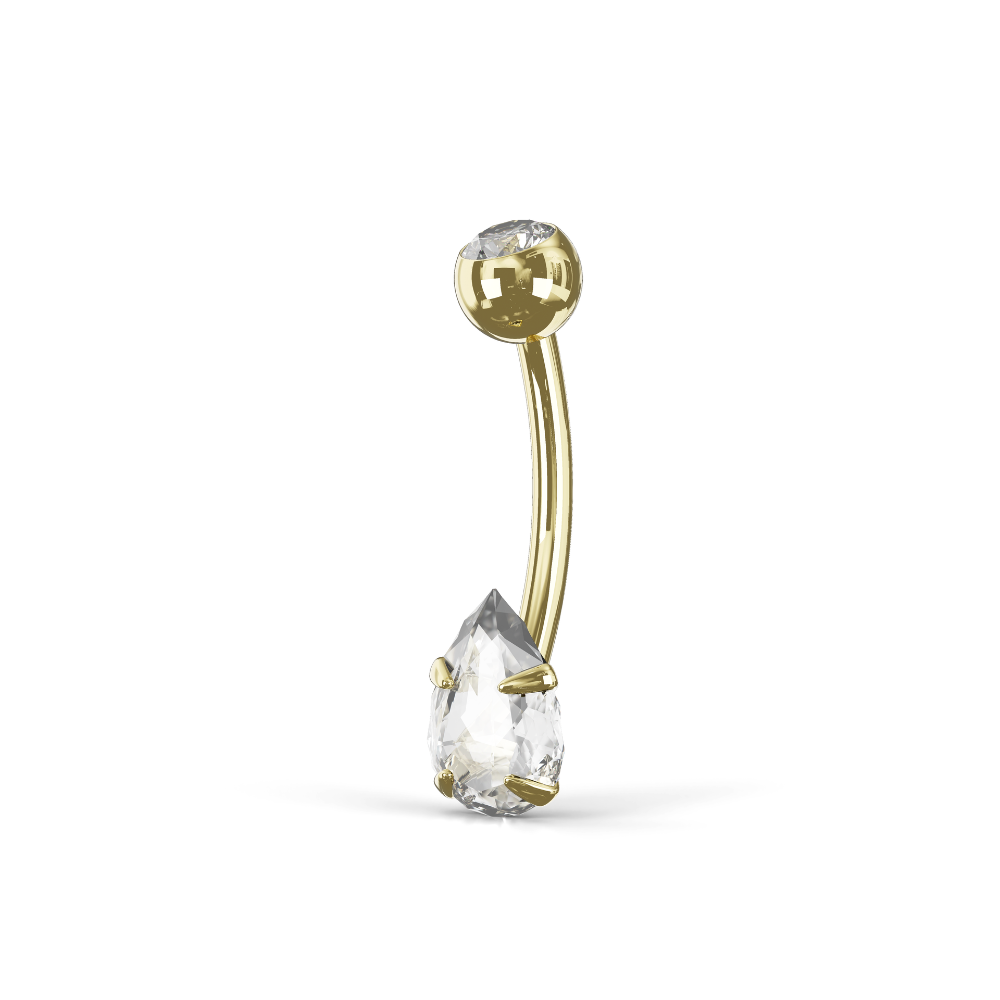 LANTANA 14K Solid Gold Pear Cut Cubic Zirconia Belly Ring