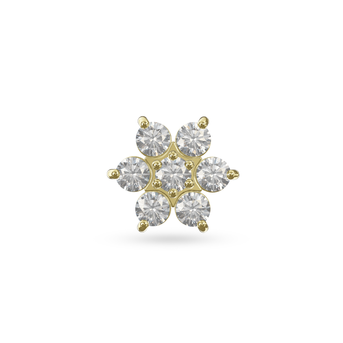 Bellflower in 14K Gold 6 Petal Flower Flat Back Stud