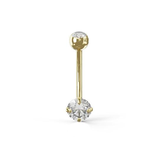 Arum 9K Solid Gold Round Cut Cubic Zirconia Belly Ring