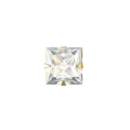 Cosmo 9K Solid Gold Square Cubic Zirconia Flat Back Stud