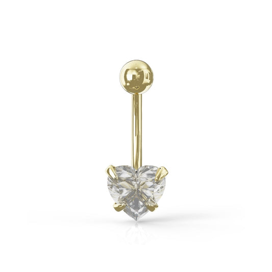 Bauhinia 9K Solid Gold Heart Cut Cubic Zirconia Belly Ring