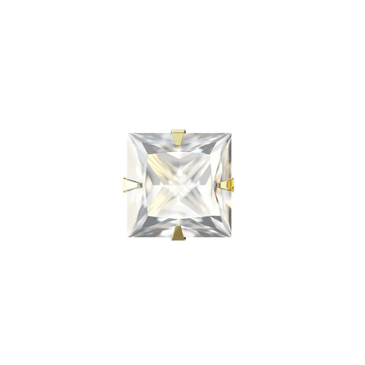 REN 9K Solid Gold Square Cubic Zirconia Set Screw Stud