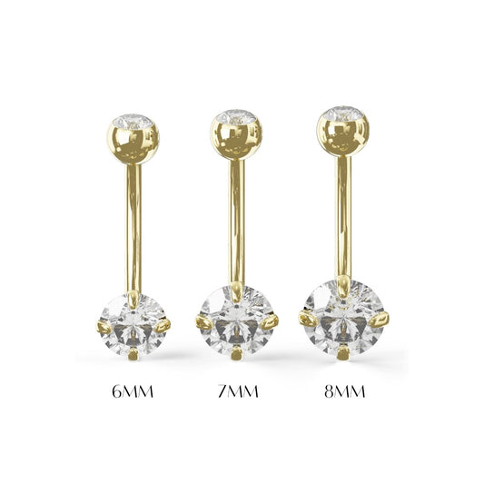 Arum 14K Solid Gold Round Cut Cubic Zirconia Belly Ring