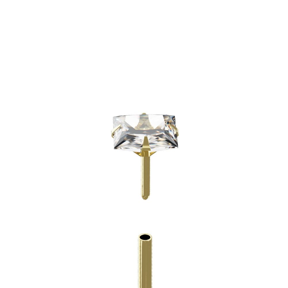 Cosmo 9K Solid Gold Square Cubic Zirconia Flat Back Stud