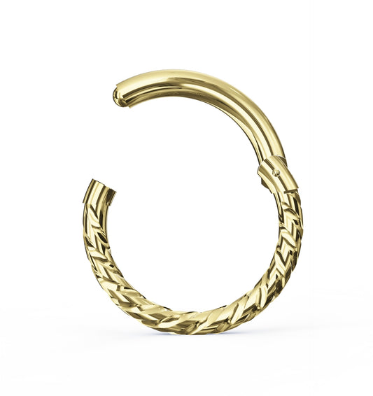 Camellia 14K Solid Gold Twisted Segment Clicker Ring