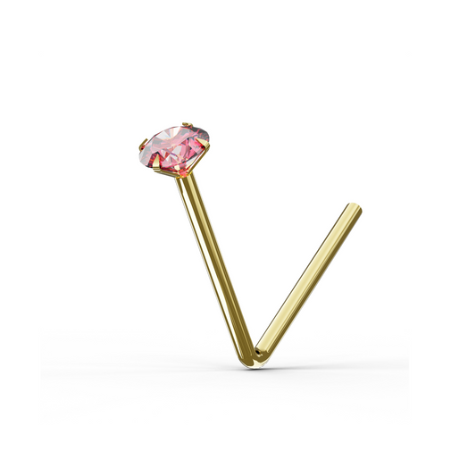 AZALEA 9K Gold Dainty Cubic Zirconia L-bend Stud