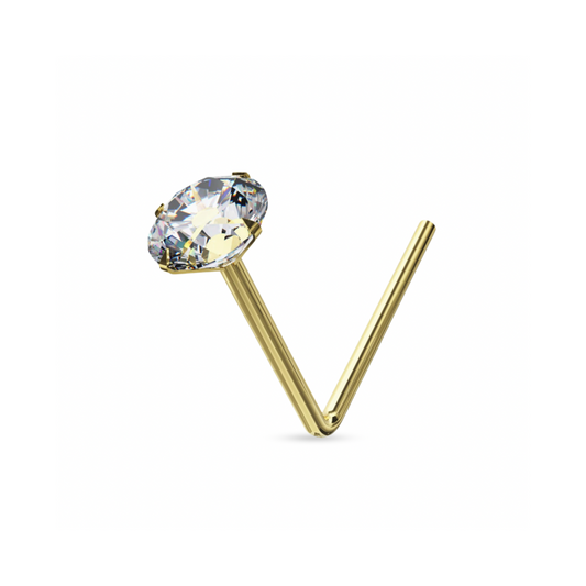 BRIAR 10K Solid Gold Cubic Zirconia Set L-Bend Stud