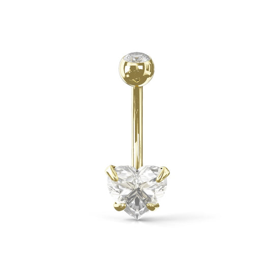 VINCA 9K Solid Gold Heart Cut Cubic Zirconia Belly Ring