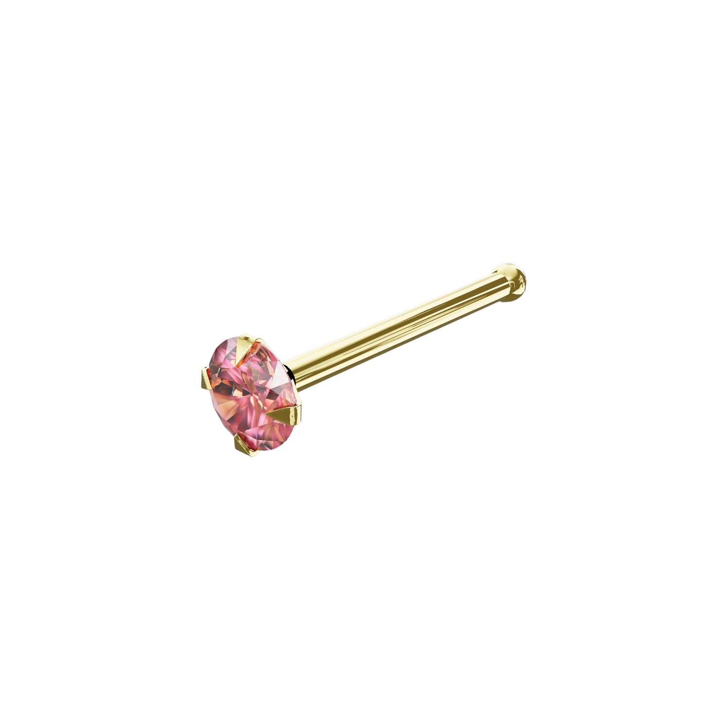 Ankur 14K Solid Gold Round Crystal Nose Bone Stud