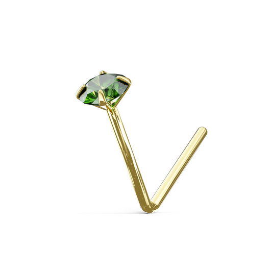 HYDRANGEA 9K Solid Gold Emerald Stone L-Bend Stud