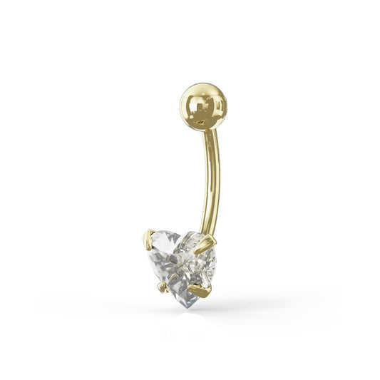 Bauhinia 9K Solid Gold Heart Cut Cubic Zirconia Belly Ring