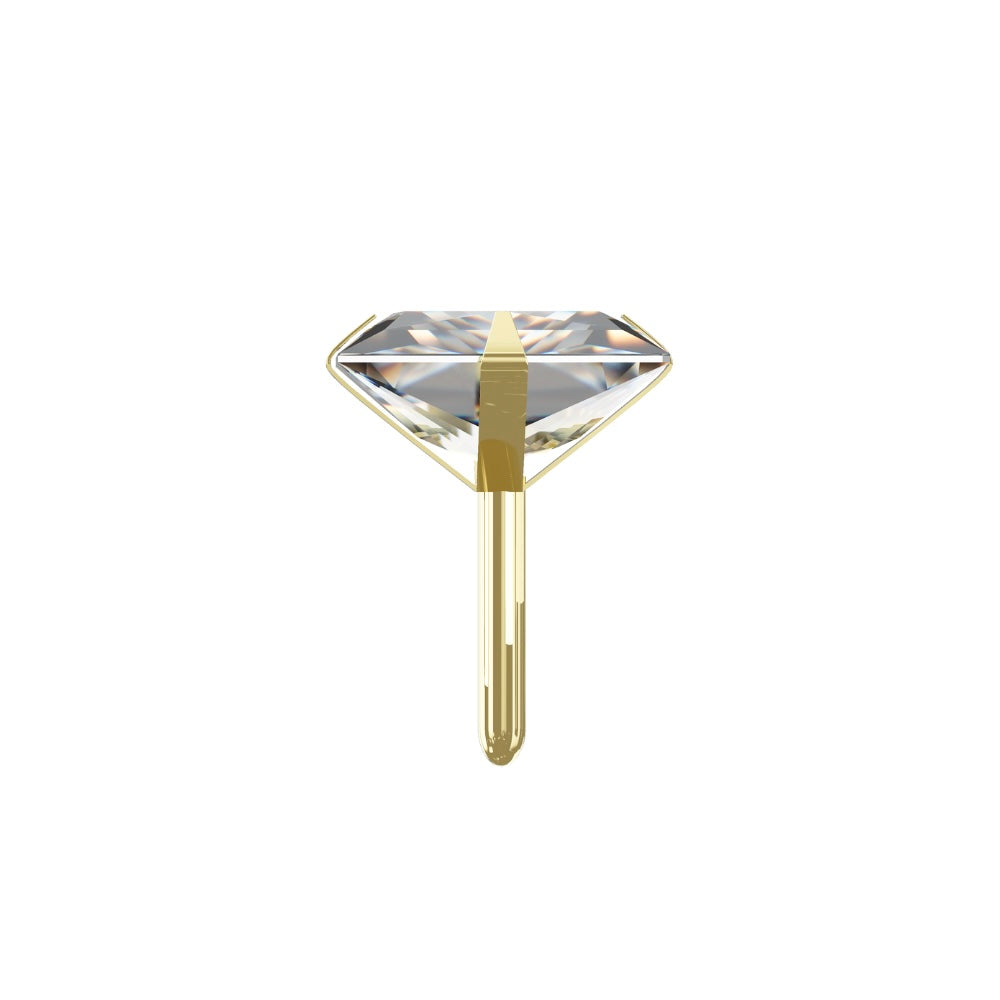 Cosmo 9K Solid Gold Square Cubic Zirconia Flat Back Stud