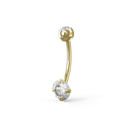 Arum 9K Solid Gold Round Cut Cubic Zirconia Belly Ring