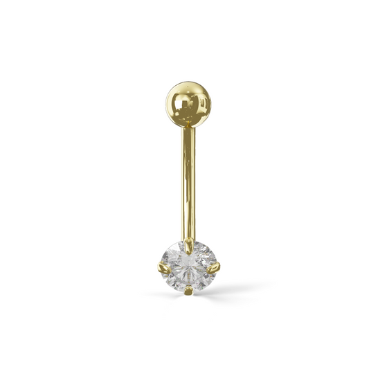 Abelia 9K Solid Gold Round Cut Cubic Zirconia Belly Ring