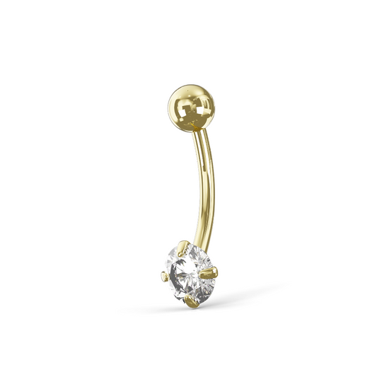 Abelia 9K Solid Gold Round Cut Cubic Zirconia Belly Ring