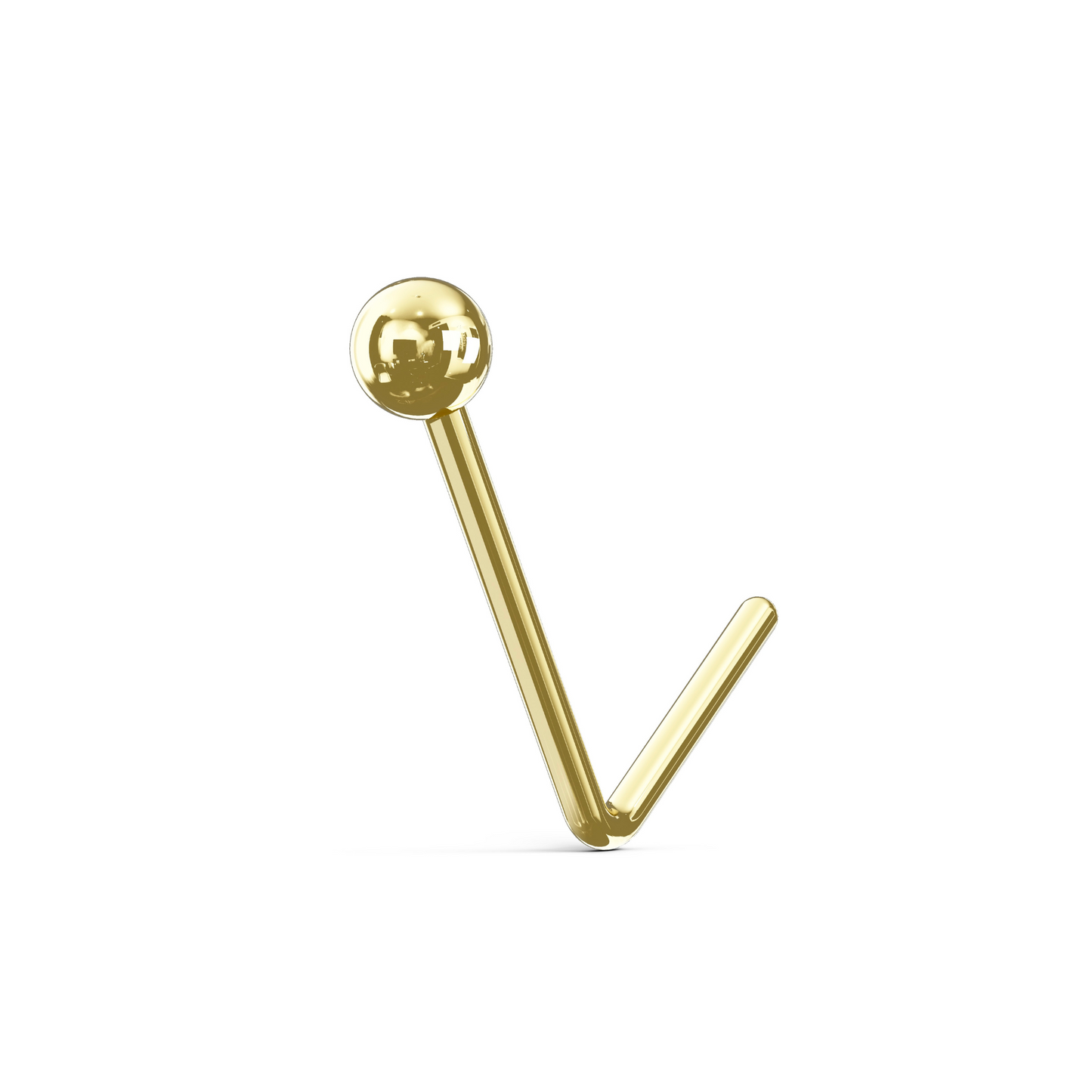 HOLLY 14K Solid Gold Tiny Ball L-Bend Stud