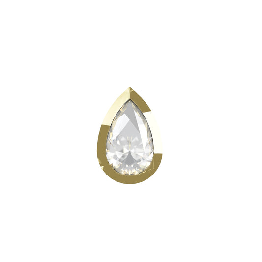 Fuji 14K Solid Gold Pear Cut Cubic Zirconia Flat Back Stud