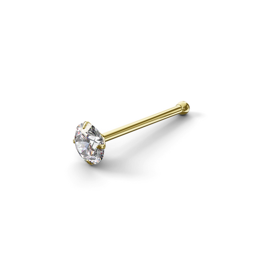 Avril 9K Solid Gold Round Diamond Nose Bone Stud