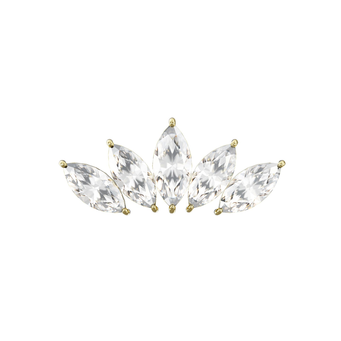 YURI 14K Solid Gold Cubic Zirconia Marquise Cluster Flat Back Stud