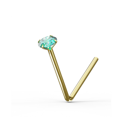 AZALEA 9K Gold Dainty Cubic Zirconia L-bend Stud