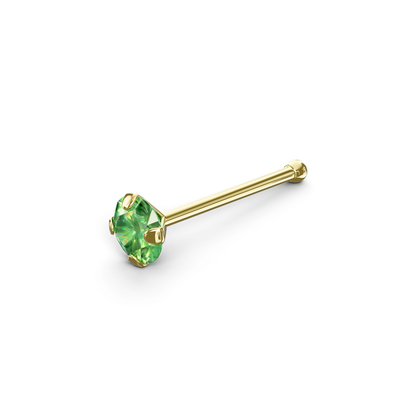 Ankur 14K Solid Gold Round Crystal Nose Bone Stud