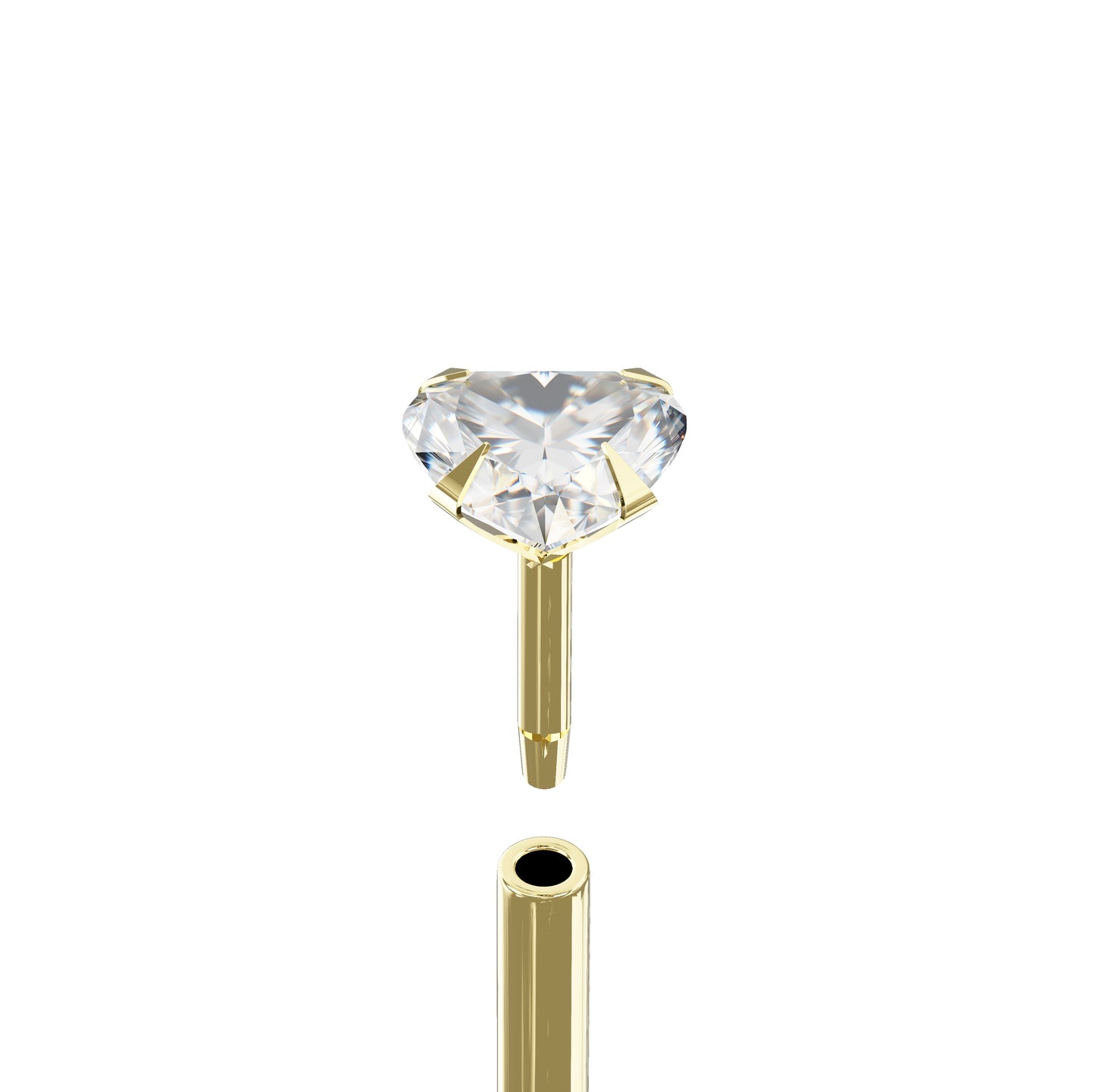 Poppy 9K Solid Gold Heart Cubic Zirconia Flat Back Stud