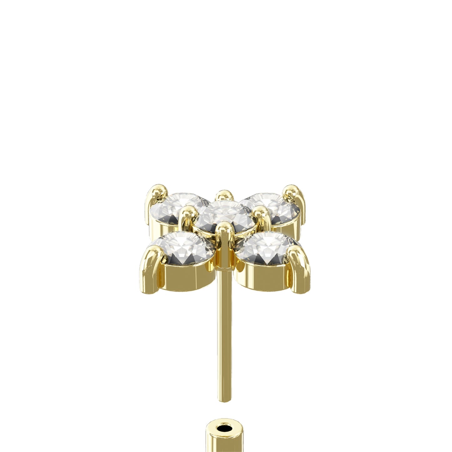 ILEX 14K Solid Gold 4 Petal Flower Flat Back Stud