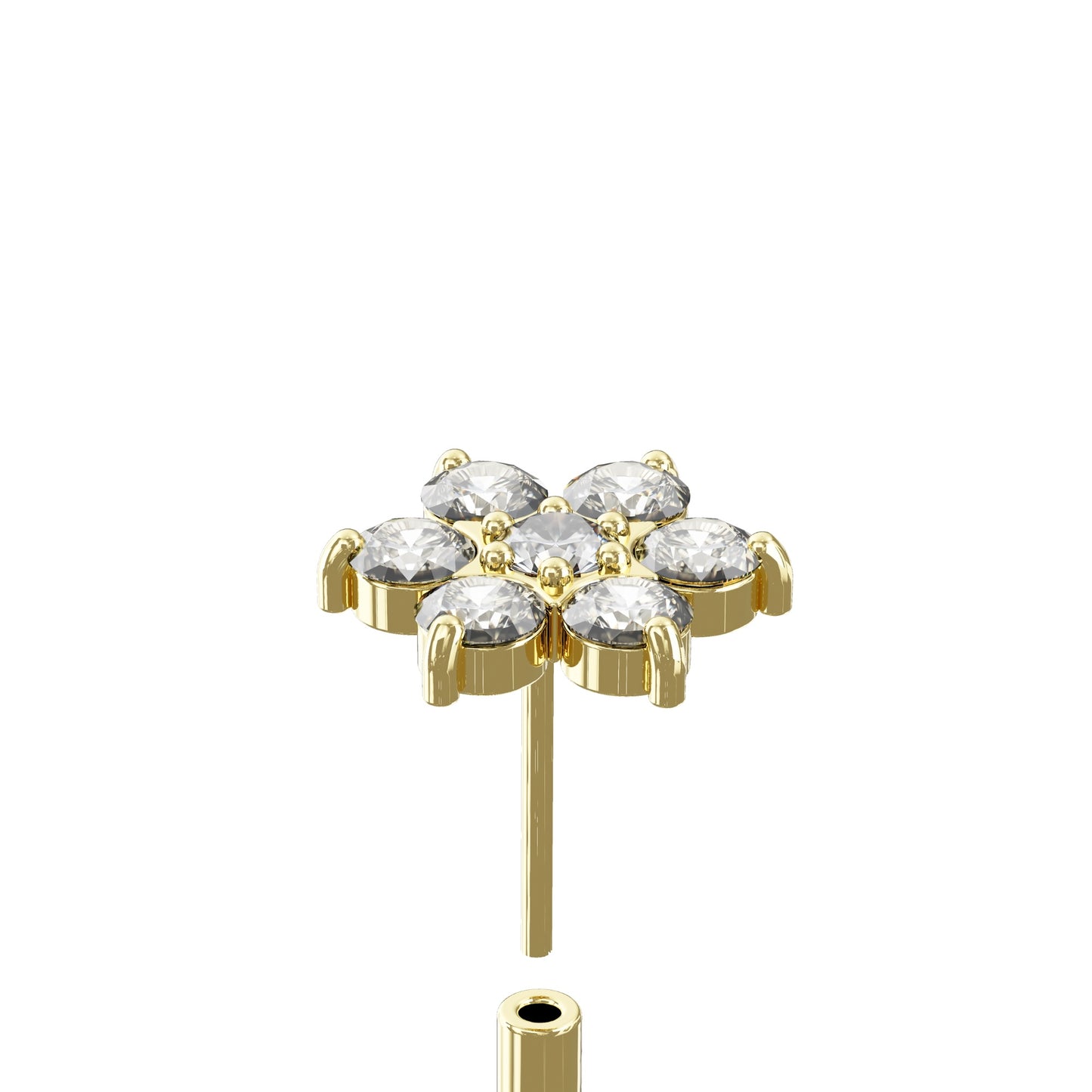 Bellflower in 14K Gold 6 Petal Flower Flat Back Stud