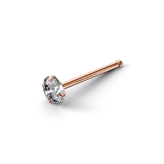 NIGELLA 9K Solid Gold Round Cubic Zirconia Nose Bone Stud