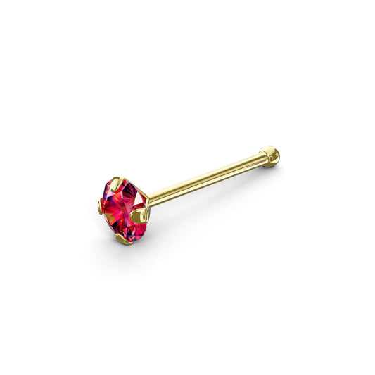 Ankur 9K Solid Gold Round Crystal Nose Bone Stud