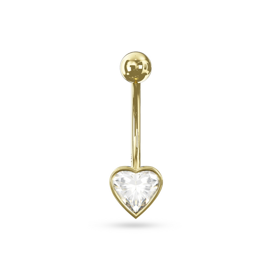 Olea 14K Solid Gold Heart Cubic Zirconia Belly Ring