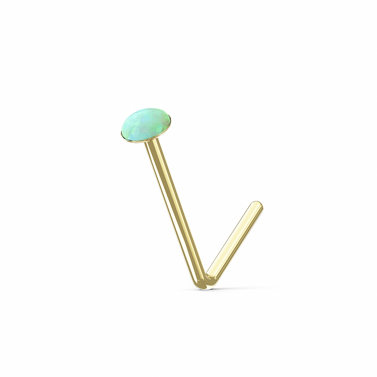 LAMIUM 9K Solid Gold Opal Stone L-Bend Stud