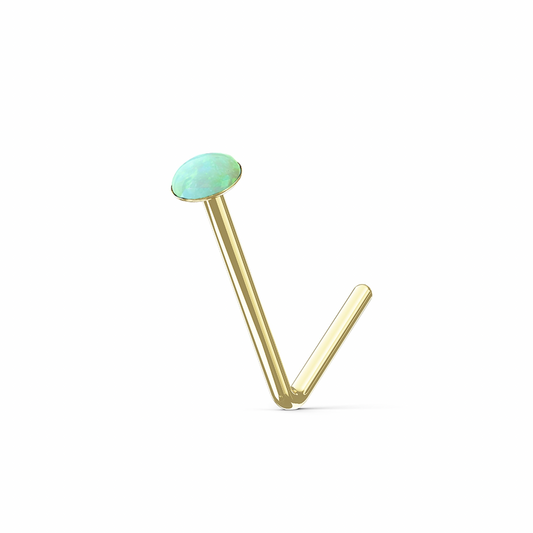 Lamium 9K Solid Gold Opal Stone L-Bend Stud