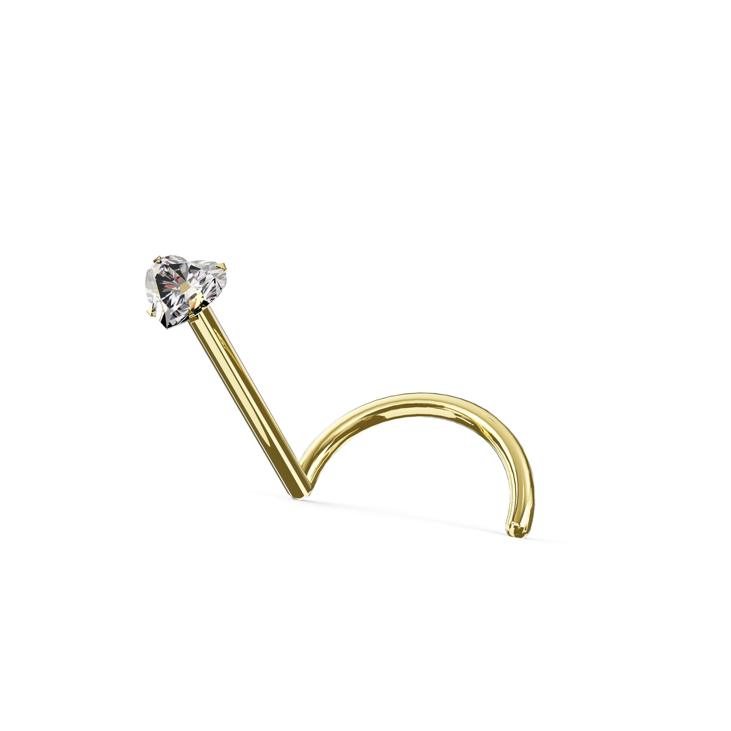 ZINYA 14K Solid Gold Heart Cubic Zirconia Set Screw Stud