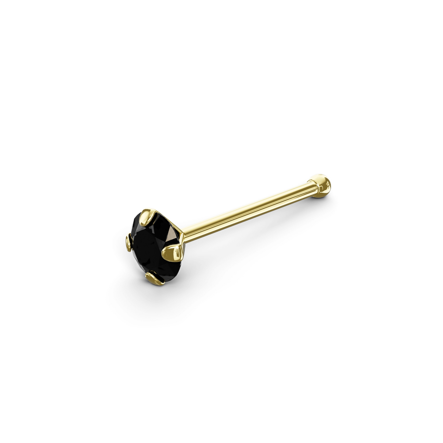 Ankur 14K Solid Gold Round Crystal Nose Bone Stud