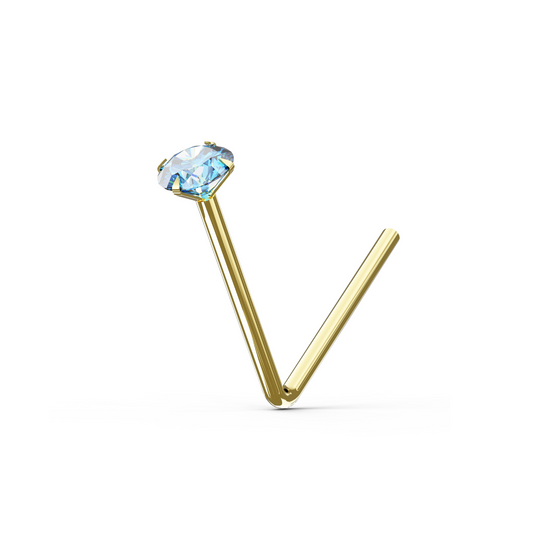 AZALEA 9K Gold Dainty Cubic Zirconia L-bend Stud