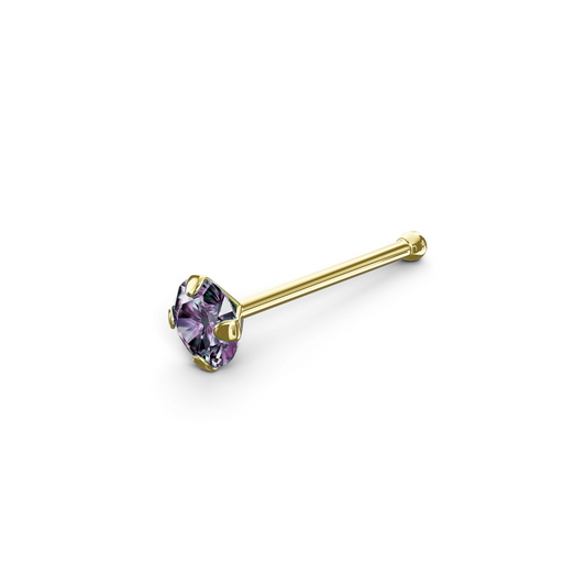 Ankur 14K Solid Gold Round Crystal Nose Bone Stud