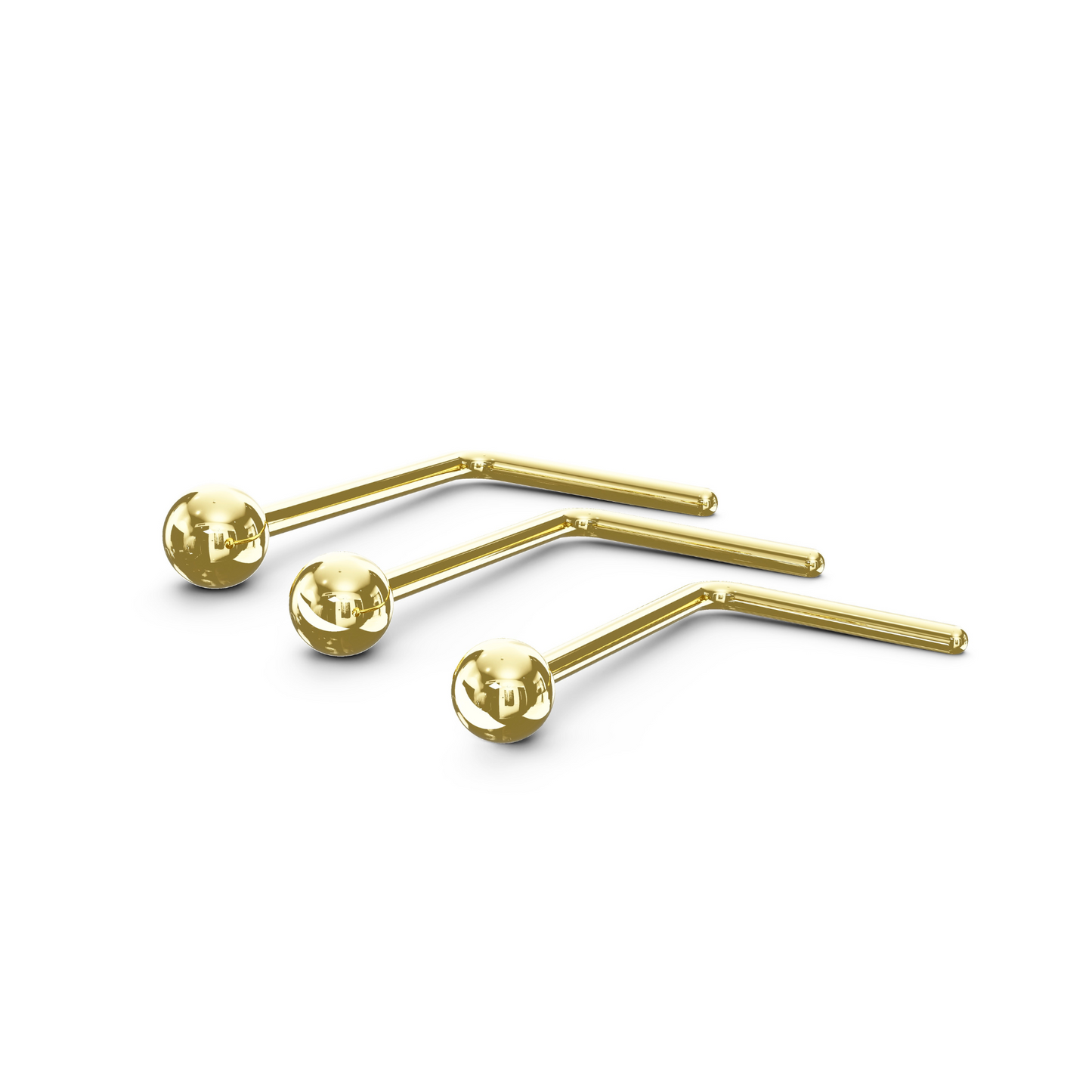 HOLLY 14K Solid Gold Tiny Ball L-Bend Stud