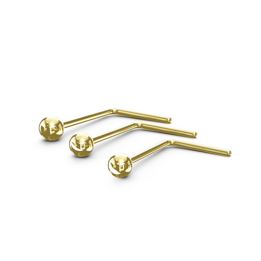 HOLLY 14K Solid Gold Tiny Ball L-Bend Stud