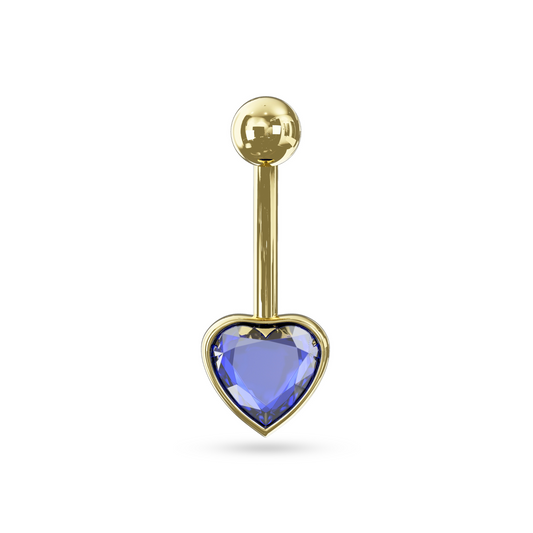 Phoenix 14K Solid Gold Dark Blue Heart Cubic Zirconia Belly Ring (Copy)