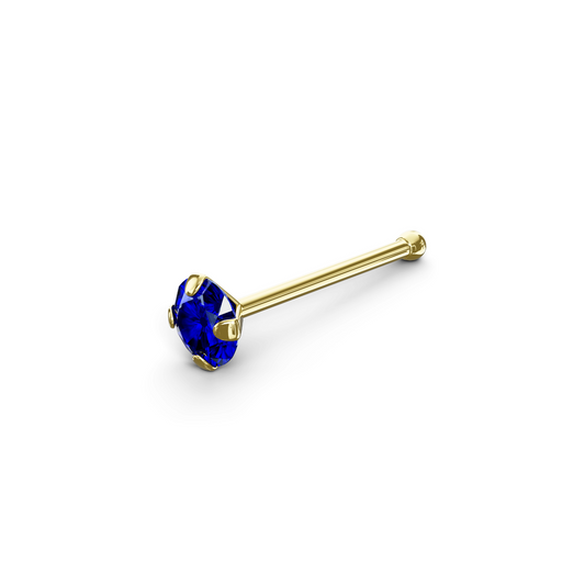 Ankur 9K Solid Gold Round Crystal Nose Bone Stud